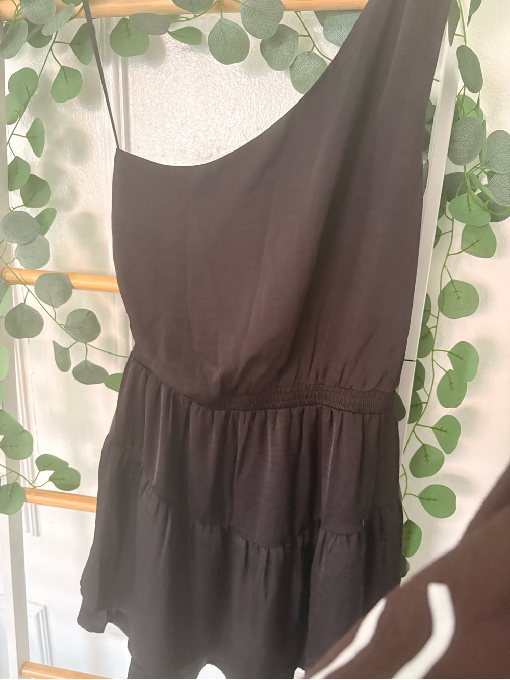 Steve Madden Black One-Shoulder Tiered Dress